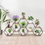 Support hexagonal pour plantes d'int�rieur et d'ext�rieur en bois pour plantes, �tag�re � plantes � monter ...