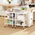 Support d'imprimante r�glable en hauteur chariot d'imprimante � 3 niveaux avec roues de verrouillage ...