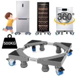 Support machine a laver, ajustable socle lave linge avec 4 roues et 4 pieds, base machine � laver charge ...