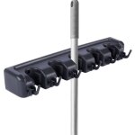 Support mural pour balai et serpilli�re, porte - outils, pince de s�rie noire