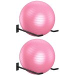 Support mural m�tal pour ballon de fitness et yoga ? lot de 2, noir, stable pour maison ou studio ortviai ...