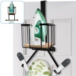 Support mural pour planche  repasser avec grand panier de rangement et crochets solides - support pour ...