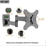 Support mural tv 10 - 26 pouces base pivotante  mouvement complet avec inclinaison et bras pivotant ...