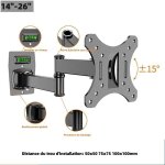 Support mural tv 10 - 26 pouces base pivotante � mouvement complet avec inclinaison et bras pivotant ...