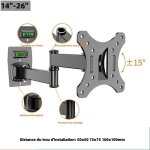 Support mural tv 10 - 26 pouces base pivotante � mouvement complet avec inclinaison et bras pivotant ...