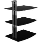 Support mural en verre pour téléviseur avec étagère pour dvd et support pour ps4, 3 niveaux Support mural en verre pour téléviseur avec étagère pour dvd et support pour ps4, 3 niveaux