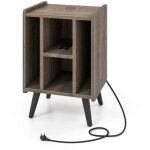 Support pour platine vinyle avec station de charge et 4 étagères ouvertes, table tournante pour disques ... Support pour platine vinyle avec station de charge et 4 étagères ouvertes, table tournante pour disques ...
