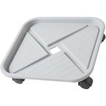 Support pour pots de fleurs carr� mobile 20 cm gris en plastique �pais roulettes, plateau � eau pour ...
