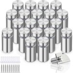 Supports publicitaires en acier inoxydable 20 pi�ces 12x25 mm, pour verre, photo et acrylique