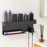 Support seche cheveux et lisseur, support seche cheveux sans percage, porte seche cheveux mural pour ...