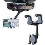 Support de t�l�phone de voiture pour r�troviseur, auto support t�l�phone voiture rotatif et r�tractable ...