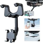 Support de tlphone de voiture pour rtroviseur, auto support tlphone voiture rotatif et rtractable ...