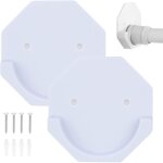 Support de tringle de douche, support de rideau � tension adh�sive, cache - embout pour tringle adh�sive, ...