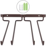 Support de verres  pied, support de tasse de vin en mtal suspendu bar double verres  pied verre bouteille ...