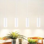 Suspension 4 feux en bois - lampe suspendue led gu10 blanche métal mat réglable en hauteur moderne pour ... Suspension 4 feux en bois - lampe suspendue led gu10 blanche métal mat réglable en hauteur moderne pour ...