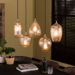 M&s - suspension 5 lampes 120x20x150 cm en verre et mtal