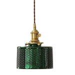 Suspension avec abat - jour rond en verre c�tel�, style industriel r�tro loft, lampe suspendue e27 pour ...