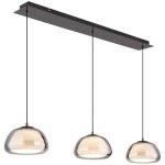 Suspension, applique, plafonnier, chrome noir, verre fum�, � intensit� variable, h 150 cm