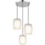 Suspension, applique, plafonnier, chrom�, verre acrylique, 3 lumi�res, h 120 cm