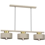 Suspension, bande beige, 3 abat - jours avec �l�ments dor�s brillants, marti, 3xe27 15w, luminex