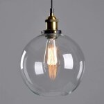 Suspension en cristal vintage industriel finition mtal boule de verre transparent abat - jour rond lampe ...