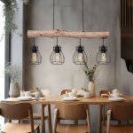 Suspension design en bois avec abat - jour en grille suspension avec poutres en bois 4 flammes, m�tal ...