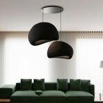 Suspension design noire 2 abat - jour organiques h. 32 cm noxis