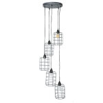 Suspension industrielle 5 lampes �tag�es en m�tal patin� effet vieilli l30 cm loft