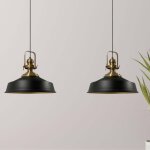 Suspension industrielle double en mtal noir peint  la main ? lustre vintage e27 41 cm pour salon, ...