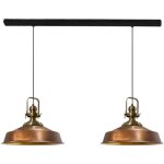 Suspension industrielle double en mtal noir peint  la main ? lustre vintage e27 41 cm pour salon, ...