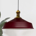 Suspension industrielle en mtal bourgogne peint  la main ? lustre vintage e27 41 cm pour salon, chambre ...