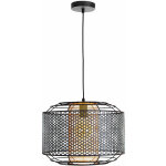 Suspension, lampe de table � manger, lampe de salon, lampe de cuisine, grille en m�tal noir, cylindre ...
