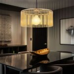 Suspension led barres acryliques lampe de salle  manger or suspension lampe de salon, mtal, 1x 7w 806lm ...