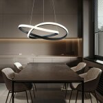 Suspension led dimmable via interrupteur mural plafonnier de salon noir 60 cm, r�glable en hauteur, 1x ...