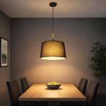 Suspension led noire lampe � suspendre aspect bois lampe de salle � manger abat - jour textile, m�tal, ...