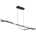 Suspension led, plafonnier, mtal, noir, aspect bois, l 115 cm