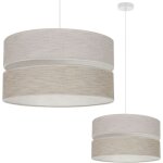 Suspension lin duo blanc 1 plateau abat - jour beige clair - beige l06 40cm