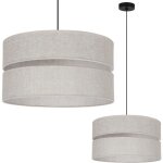 Suspension linen duo noir 1 plateau beige lumineux l01 abat - jour 40cm