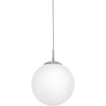 Comely - suspension luminaire , lustre suspendu en acier nickel - mat, boule en verre opale mat blanc, ...