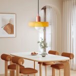 Suspension lumineuse orange nordique d35cm ? verre nervur� ? culot e27 ? hauteur 22cm ? pour cuisine, ...