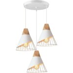 Suspension luminaire moderne industrielle bois lustre abat - jour m�tal vintage forme cage �25cm plafonnier ...