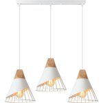 Suspension luminaire moderne industrielle bois lustre abat - jour m�tal vintage forme cage �25cm plafonnier ...