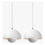 Suspension luminaire moderne lustre suspension abat - jour en m�tal lampe plafonnier blanc �23cm 2pcs ...