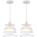 Suspensions luminaires moderne lustre plafonnier de design � spirale en cascade lampe m�tal �20cm blanc ...