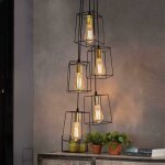 Suspension luminaire noire vintage lampe suspendue table � manger hauteur r�glable 5 x e27 m�tal style ...