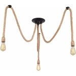 Suspension luminaire vintage, suspension industriel 3 douilles e27, r�glable lustre avec corde de chanvre ...