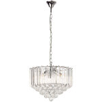 Suspension lustre en cristal lampe � suspension en cristal lustre clair, m�tal chrom�, 4x douilles e14, ...