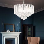 Suspension lustre en cristal lampe � suspension en cristal lustre clair, m�tal chrom�, 4x led 6w 380lm ...