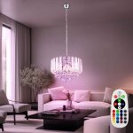 Suspension lustre en cristal lampe � suspension en cristal avec t�l�commande dimmable, chrom�, 4x 4, ...