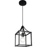 Suspension en m�tal noir, design � une seule ampoule, convient aux salles � manger, cuisines, �lots, ...